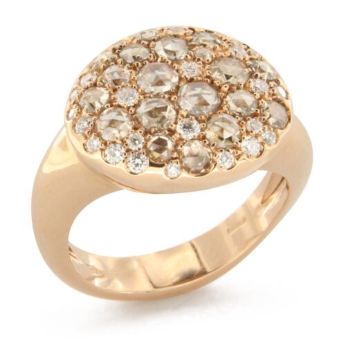 BRUSI, ring Cannella roosgeslepen champagne diamant en wit diamant