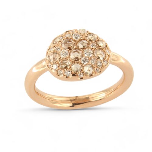 BRUSI, ring Sprinkle, roosgeslepen champagne diamant en wit diamant