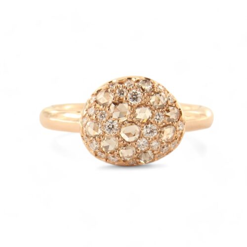 BRUSI, ring Sprinkle, roosgeslepen champagne diamant en wit diamant